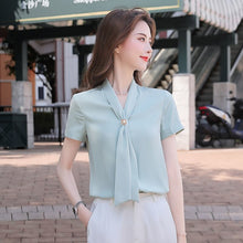 Load image into Gallery viewer, Blouse Women 2021 Summer Chiffon Shirts Blouse Tops Fashion Casual V-Neck Loose short  sleeve Blouses Femme Blusa plus size