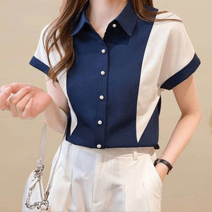 Blouse Women 2021 Summer Chiffon Shirts Blouse Tops Fashion Elegant Casual V-Neck Loose short  sleeve Blouses party Femme Blusa