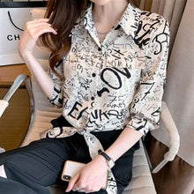 Load image into Gallery viewer, Blouse Women 2021 Summer Chiffon Shirts Blouse Tops Fashion Elegant Casual V-Neck Loose short  sleeve Blouses party Femme Blusa