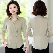 Load image into Gallery viewer, Blouse Women 2021 Summer Chiffon Shirts Blouse Tops Fashion Elegant Casual V-Neck Loose short  sleeve Blouses party Femme Blusa