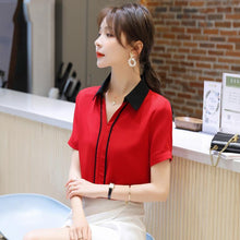 Load image into Gallery viewer, Blouse Women 2021 Summer Chiffon  Shirts Blouse Tops Fashion High Casual V-Neck Loose short sleeve Blouses  party  Femme Blusa