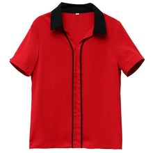 Load image into Gallery viewer, Blouse Women 2021 Summer Chiffon  Shirts Blouse Tops Fashion High Casual V-Neck Loose short sleeve Blouses  party  Femme Blusa