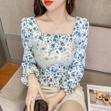 Load image into Gallery viewer, Blouse Women Autumn 2021 New Office Lady Korea French Style Long Sleeve Floral Print Blusas Womens Tops And Blouses