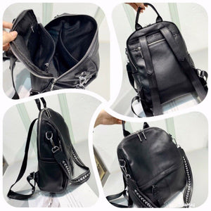 Blue Large Capacity Women Backpack Natural Genuine Leather Ruckrask Fish Zipper Design Teenager Girl Rucksack Vintage School Bag