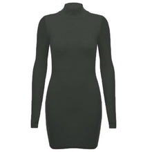 Load image into Gallery viewer, Bodycon Dress for Women O-Neck Long Sleeves Mini Dresses Solid Ribbed Women Clothes Female Clothing Elegant for Female Fashion