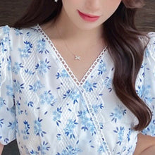Load image into Gallery viewer, Bohemian Sweet Fashion Short Sleeve Women Chiffon Dress Embroidery Floral Sexy Elegant Office Ladies Summer Beach Vestidos 2021