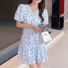 Load image into Gallery viewer, Bohemian Sweet Fashion Short Sleeve Women Chiffon Dress Embroidery Floral Sexy Elegant Office Ladies Summer Beach Vestidos 2021