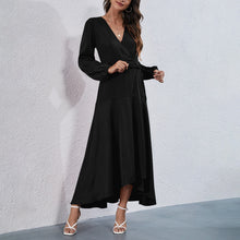 Load image into Gallery viewer, Boho Women Solid Maxi Dress 2021 Autumn Fashion V Neck Party Dress Long Sleeve High Waist Irregular Hem Casual Dress With Sashes