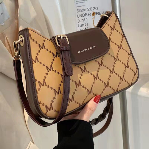 Bolsa de axila feminina com linha de bordado, bolsa pequena de couro transversal para mulheres, tira de ombro feminina, bolsas d