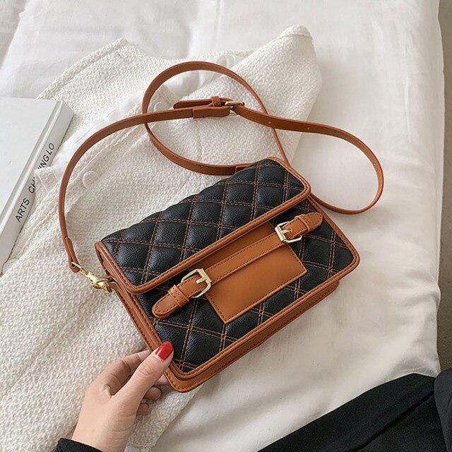 Bolsa de couro pu com aba, pequena bolsa crossbody feminina fashion de marca bolsas de ombro feminina, bolsa mensageiro de viage