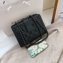 Load image into Gallery viewer, Bolsa de ombro de couro de couro preto pequeno do plutônio para as mulheres  inverno marca corrente designer bolsas de mão t