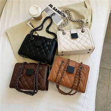 Load image into Gallery viewer, Bolsa de ombro de couro de couro preto pequeno do plutônio para as mulheres  inverno marca corrente designer bolsas de mão t