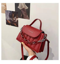 Load image into Gallery viewer, Bolsa de ombro feminina, bolsa de mão pequena em couro pu com corrente