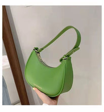 Load image into Gallery viewer, Bolsa de ombro pequena para mulheres, bolsa verde simples de alta qualidade de couro pu, bolsa de mão feminina de marca de luxo,
