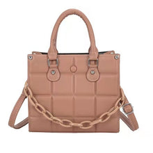 Load image into Gallery viewer, Bolsa quadrada feminina de couro pu de qualidade, xadrez, bolsa de mão, transversal, estilosa, de ombro, carteiro, nova