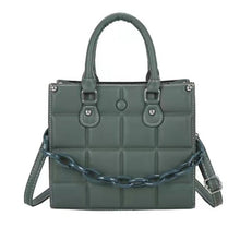 Load image into Gallery viewer, Bolsa quadrada feminina de couro pu de qualidade, xadrez, bolsa de mão, transversal, estilosa, de ombro, carteiro, nova