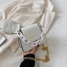 Load image into Gallery viewer, Bolsas de couro do plutônio das mulheres moda mini crossbody saco para as mulheres acrílico corrente bolsa de ombro feminina peq