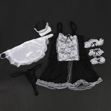 Load image into Gallery viewer, Bow Lace Cosplay Maid Uniform Lingerie Women Sexy Underwear Sexy Erotic Lingerie Halloween Role Play Costumes