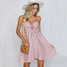 Load image into Gallery viewer, Bow Striped Casual Fashion Empire Summer Sundresses Ladies Strap Dresses Women Clothes Robe Courte Femme Sukienka Damska Jurken