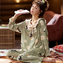 Load image into Gallery viewer, Brand Women Pajamas Sets Princess Collar Large Size Lady Sleepwear Women&#39;s Pijamas Suit Home Clothes Pyjama Femme XXXL