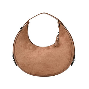 Brushed fabric handbag Women&#39;s half moon shoulder bag dumpling bag Fashion casual armpit bag Women&#39;s bag