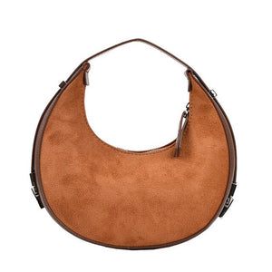 Brushed fabric handbag Women&#39;s half moon shoulder bag dumpling bag Fashion casual armpit bag Women&#39;s bag