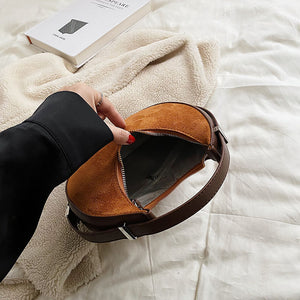 Brushed fabric handbag Women&#39;s half moon shoulder bag dumpling bag Fashion casual armpit bag Women&#39;s bag
