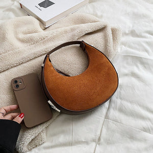 Brushed fabric handbag Women&#39;s half moon shoulder bag dumpling bag Fashion casual armpit bag Women&#39;s bag