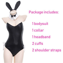 Load image into Gallery viewer, Bunny Tail Strapless Satin Bodysuits Women Pink Lovely Sexy Party Club Costume Bra Shape Backless Rabbit Body Suits sex skirt