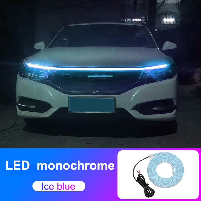Car Hood Daytime Running Light Strip Waterproof Flexible LED Auto Decorative Atmosphere Lamp Ambient Backlight 12V Universal