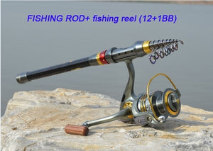 Carbon Fiber Telescopic Fishing Rod Portable Spinning Fishing Rod Pole Travel Sea Boat Rock Fishing Rod