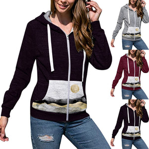 Cardigan Hoodies Slim Hooded Casual Warmer Coat Hoody Splicing Tops Winter Autumn Sweetshirts For Women