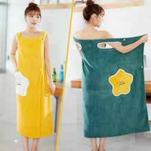 Load image into Gallery viewer, Cartoon Coral Velvet Nightgown Bathrobe Adult Sling Household Bath Skirt Absorbent Quick Drying Towel Long Pajama Dress