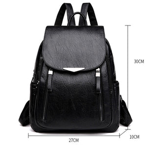Casual Backpack Female Brand Leather Women's backpack Large Capacity School Bag for Girls Double Zipper Leisure Shoulder Bags