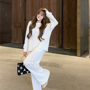 Casual Fashion Set Women's Autumn and Winter 2021 New Hoodie Wide-leg Pants Small Internet Celebrity Two-piece Suit Kio