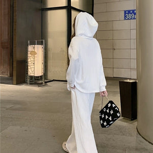 Casual Fashion Set Women's Autumn and Winter 2021 New Hoodie Wide-leg Pants Small Internet Celebrity Two-piece Suit Kio