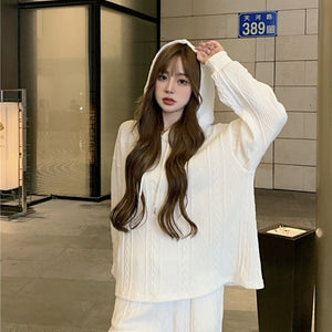 Casual Fashion Set Women's Autumn and Winter 2021 New Hoodie Wide-leg Pants Small Internet Celebrity Two-piece Suit Kio