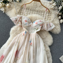 Load image into Gallery viewer, Casual Midi Dress Y2k Summer Spring Fashion Design Women Runway High Street Vintage Flowers Print Lantern Sleeve Belt Vestidos