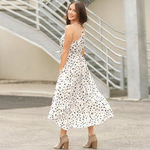 Load image into Gallery viewer, Casual Sleeveless Polka Dot Backless Midi Dress Woman Summer Fashion O-neck Belt White A-line Dresses For Women 2021 Robe Femme