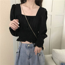 Load image into Gallery viewer, Casual Sweet Female Blouse Women Summer 2021 Slim White France Elegant Blouse Bubble Sleeve High Street Korean Fashion Clothing