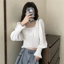 Load image into Gallery viewer, Casual Sweet Female Blouse Women Summer 2021 Slim White France Elegant Blouse Bubble Sleeve High Street Korean Fashion Clothing