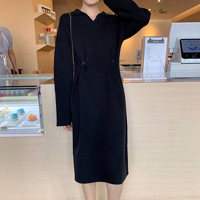 Casual Women's Dresses Design Loose Party Dress Woman Clothes Lazy Sweater Female Elegant Knitted Robe Autumn Oversize Vestidos