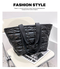 Load image into Gallery viewer, Casual para baixo algodão sacos de ombro das mulheres bolsas de designer de náilon senhoras grande capacidade espaço almofada al