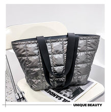 Load image into Gallery viewer, Casual para baixo algodão sacos de ombro das mulheres bolsas de designer de náilon senhoras grande capacidade espaço almofada al