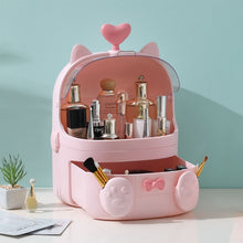 Load image into Gallery viewer, Cat Shape Plastic Makeup Storage Box Cosmetic Organizer Make Up Container Desktop Sundry Storage Case with Handle