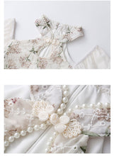 Load image into Gallery viewer, Cheongsam Retro Elegant Dresses for women Fall Beaded Chic Hollow Sexy Halter Neck Stand Collar Fit Floral Dress Fashion Femme