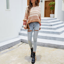 Load image into Gallery viewer, Chic Sweater Korean Style Striped O-Neck Pullovers Women Jumper Tops New Autumn Winter Knitted Streetwear Tops Casual Loose 2021
