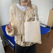 Load image into Gallery viewer, Chic V-neck Sweater Bottoming Hollow-out Sweater for Women 2021 New Autumn and Winter Black Thin Inner Top