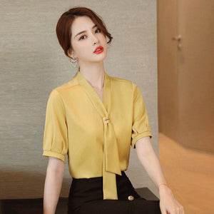 Chiffon Blouse Women 2021 Summer Chiffon Shirts Blouse Tops Fashion Casual V-Neck short  sleeve Blouses Femme Blusa plus size