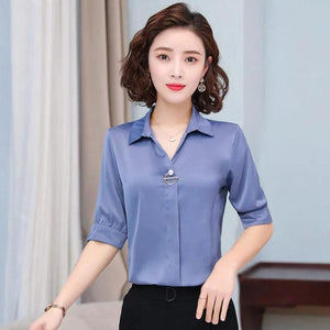 Chiffon Blouse Women 2021 Summer Chiffon Shirts Blouse Tops Fashion Casual V-Neck short  sleeve Blouses Light and breathable